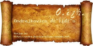 Ondrejkovics Éliás névjegykártya
